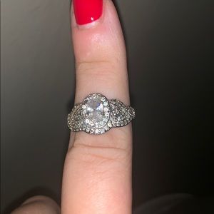Sterling silver cz oval cut ring size 8